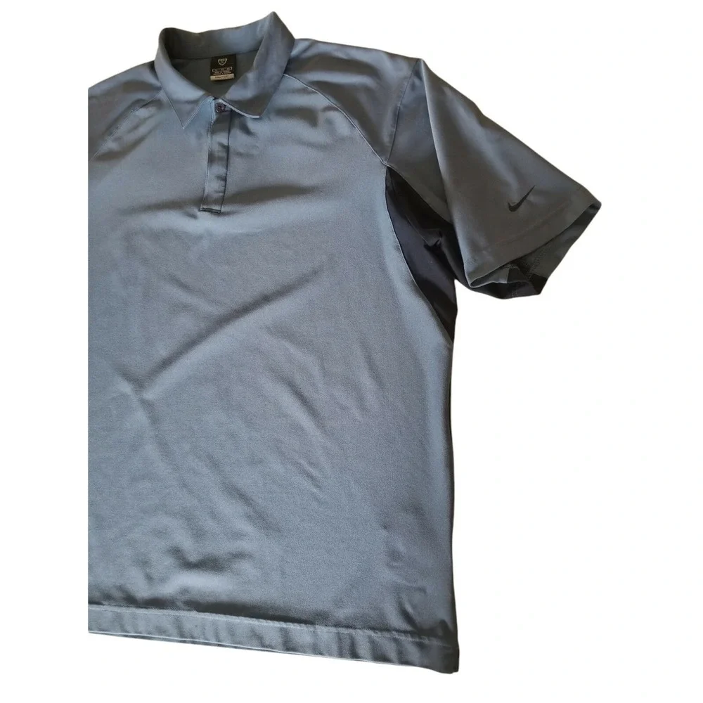 Nike Golf Shirt Mens Size XL Fit Dry Two Tone Blue Polo  Top Hidden Placket Core